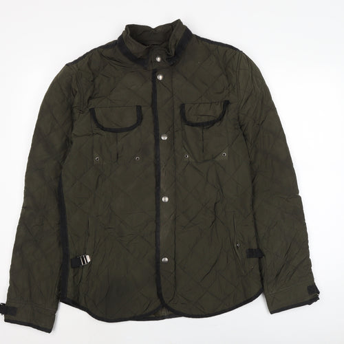 Zara Mens Green Quilted Jacket Size L Zip