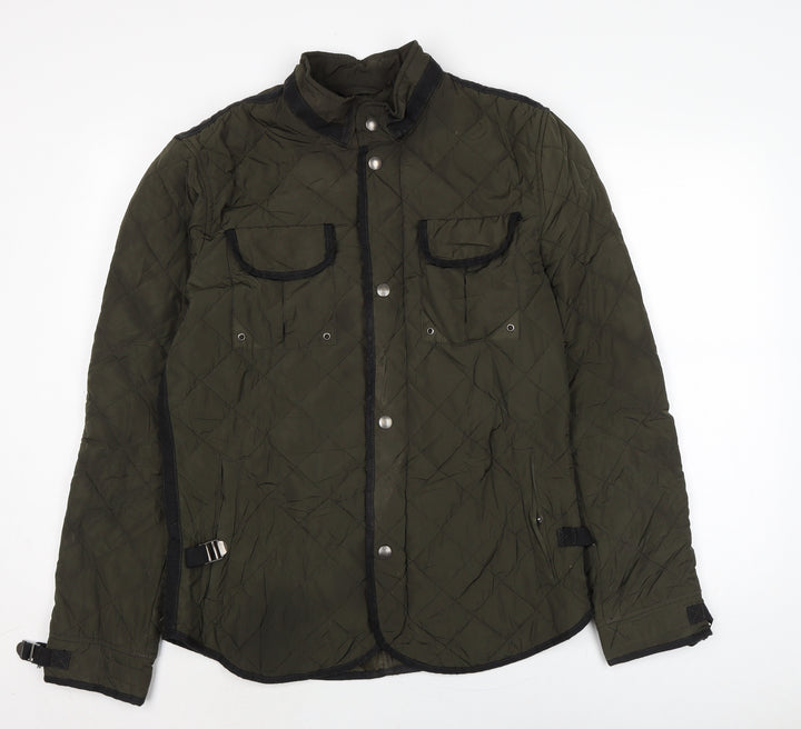 Zara Mens Green Quilted Jacket Size L Zip