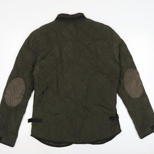 Zara Mens Green Quilted Jacket Size L Zip