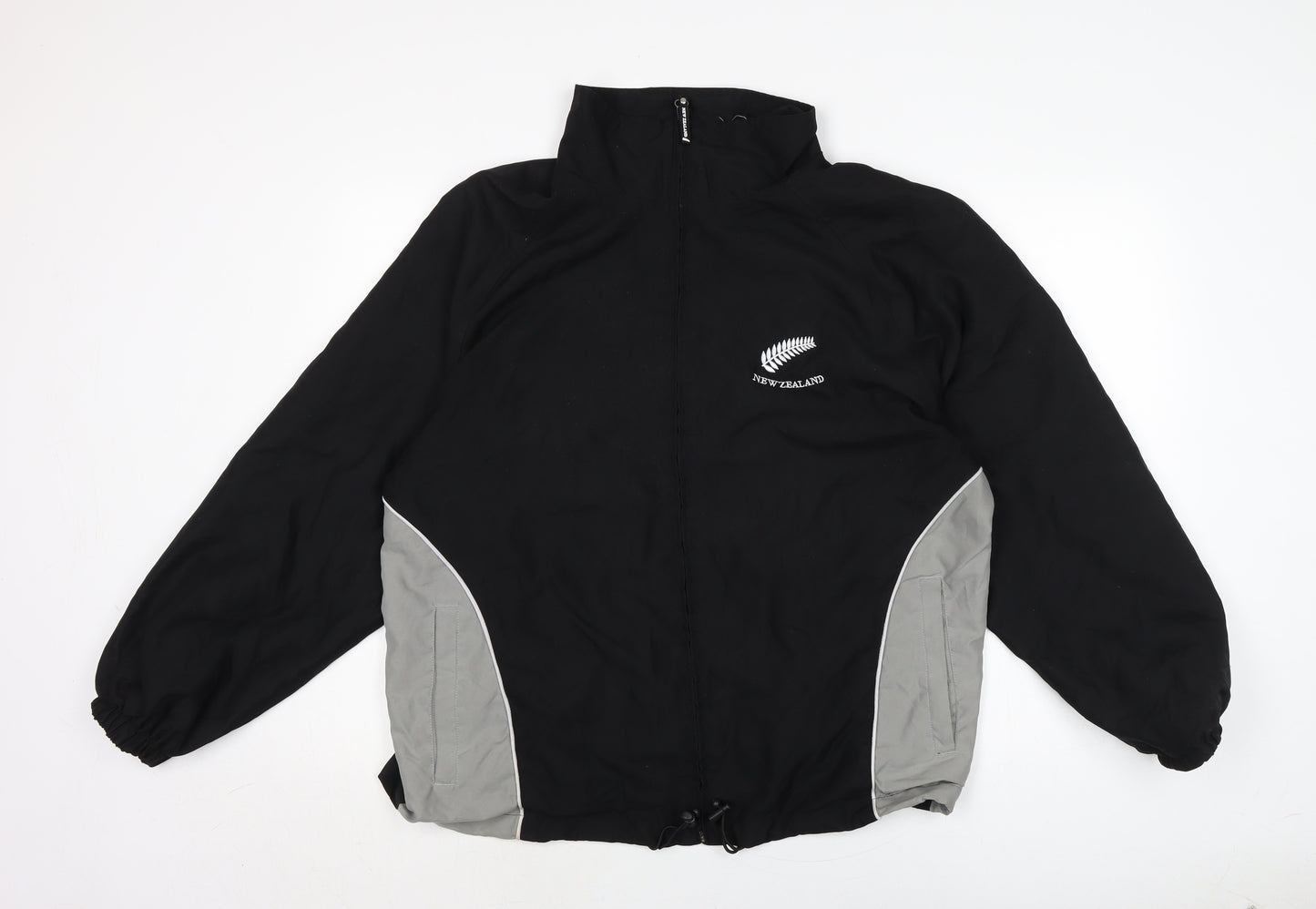 New Zealand Mens Black Bomber Jacket Jacket Size L Zip