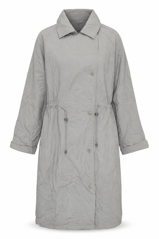 Front view of Masita women’s grey overcoat coat, size L, button