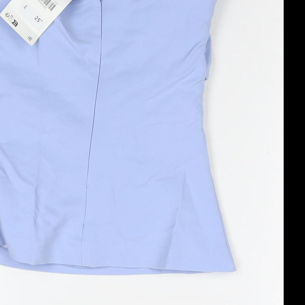 Zara Womens Blue Polyester Basic Tank Size S Square Neck