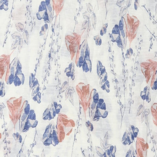 Per Una Womens White Floral Acrylic Tunic T-Shirt Size 14 Round Neck