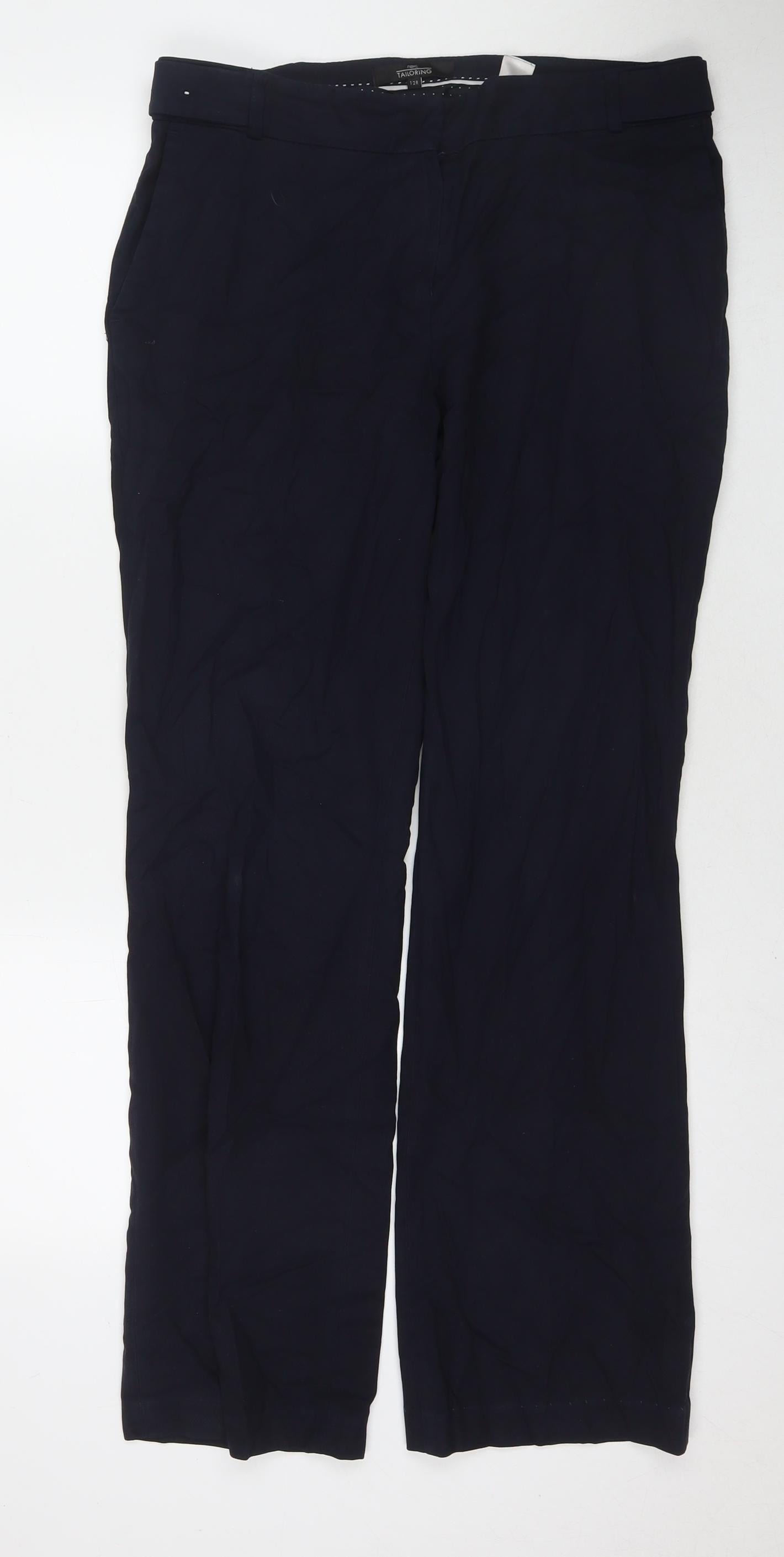 NEXT Womens Blue Polyester Trousers Size 12 L30 in Regular Zip