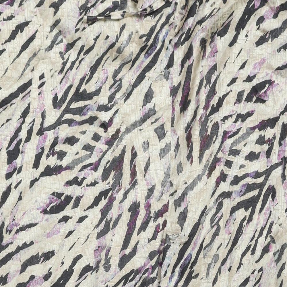 Davnie Iwzy Womens Beige Animal Print Polyester Trousers Size L L30 in Regular Drawstring