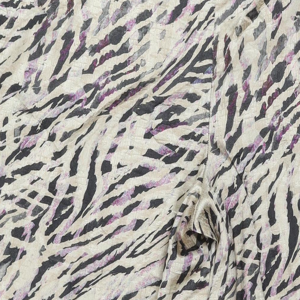 Davnie Iwzy Womens Beige Animal Print Polyester Trousers Size L L30 in Regular Drawstring