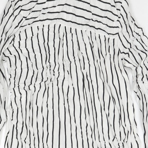 Defacto Womens White Striped Viscose Tunic Button-Up Size XS Collared