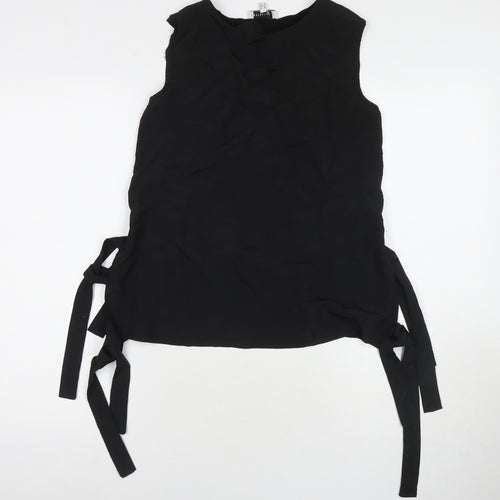 Warehouse Womens Black Polyester Basic Tank Size 10 Round Neck