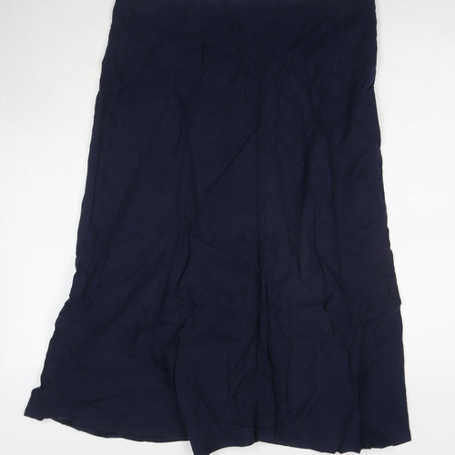 EWM Womens Blue Linen A-Line Skirt Size 16