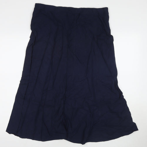 EWM Womens Blue Linen A-Line Skirt Size 16