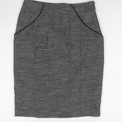 Oasis Womens Grey Polyester A-Line Skirt Size 8 Zip