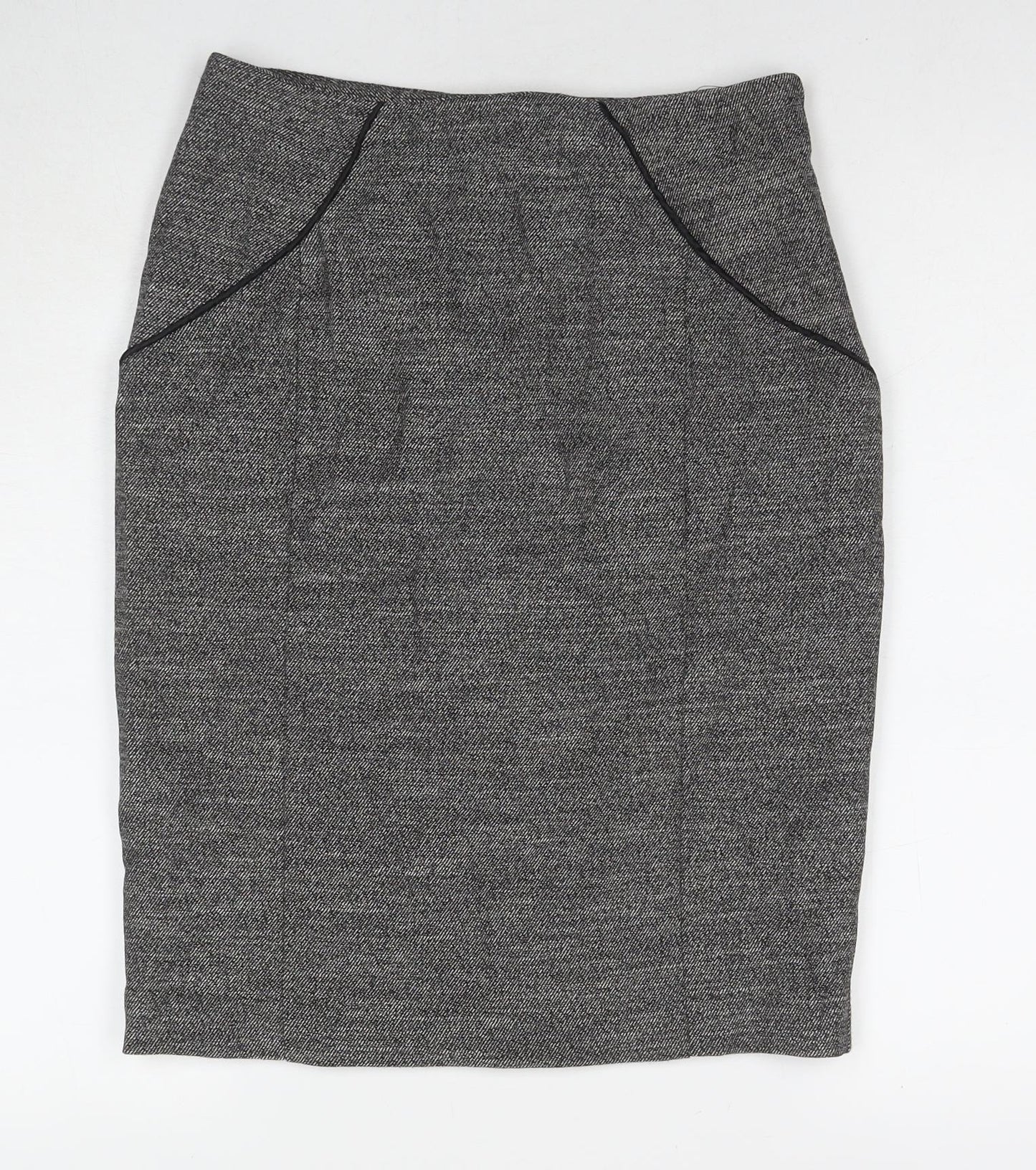 Oasis Womens Grey Polyester A-Line Skirt Size 8 Zip