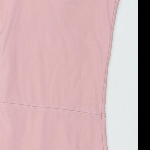 Boohoo Womens Pink Polyester Bodycon Size 6 Square Neck Pullover