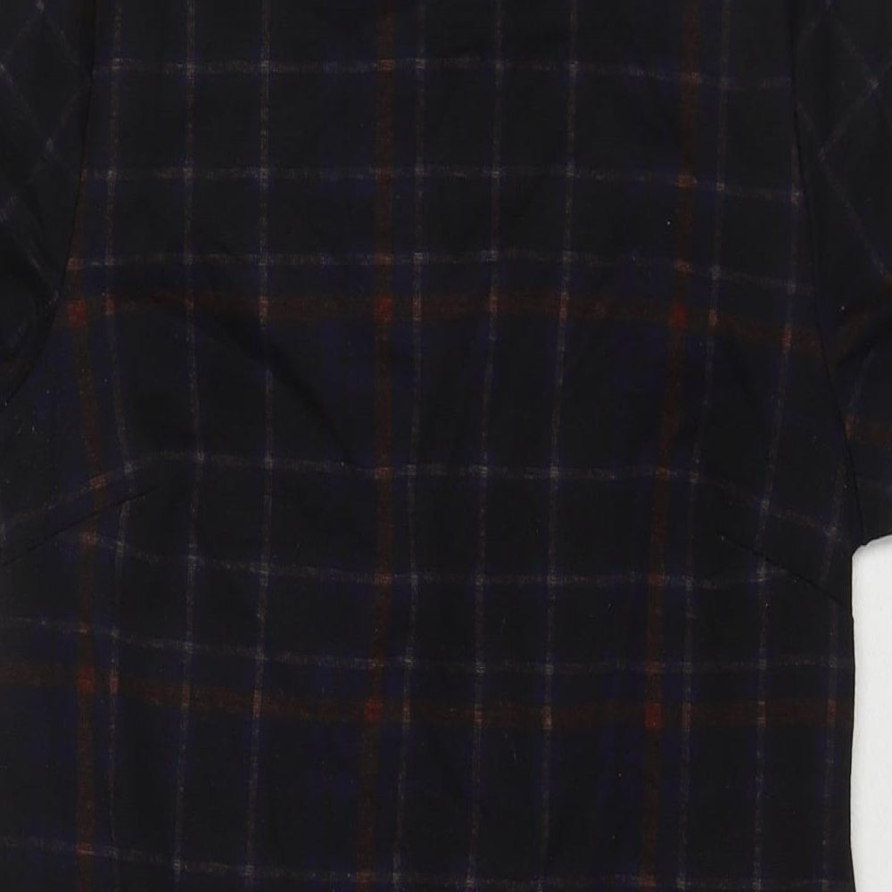 New Look Womens Black Check Polyester A-Line Size 8 Round Neck Pullover