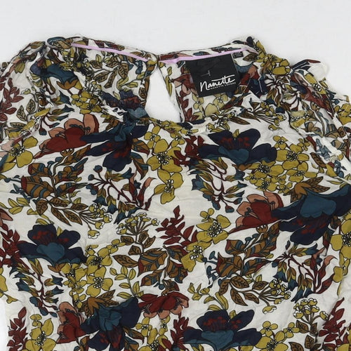 Nanette Womens Multicoloured Floral Viscose Basic Blouse Size XS Round Neck - Cold Shoulder