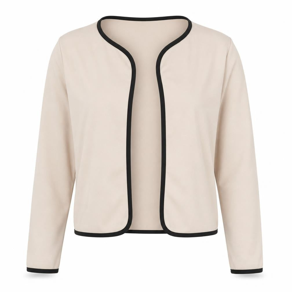 Front view of Boohoo women’s beige polyester kimono blouse, size UK 8, v-neck