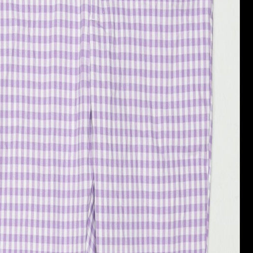 Mango Womens Purple Check Polyamide Trousers Size 10 L26 in Regular Zip