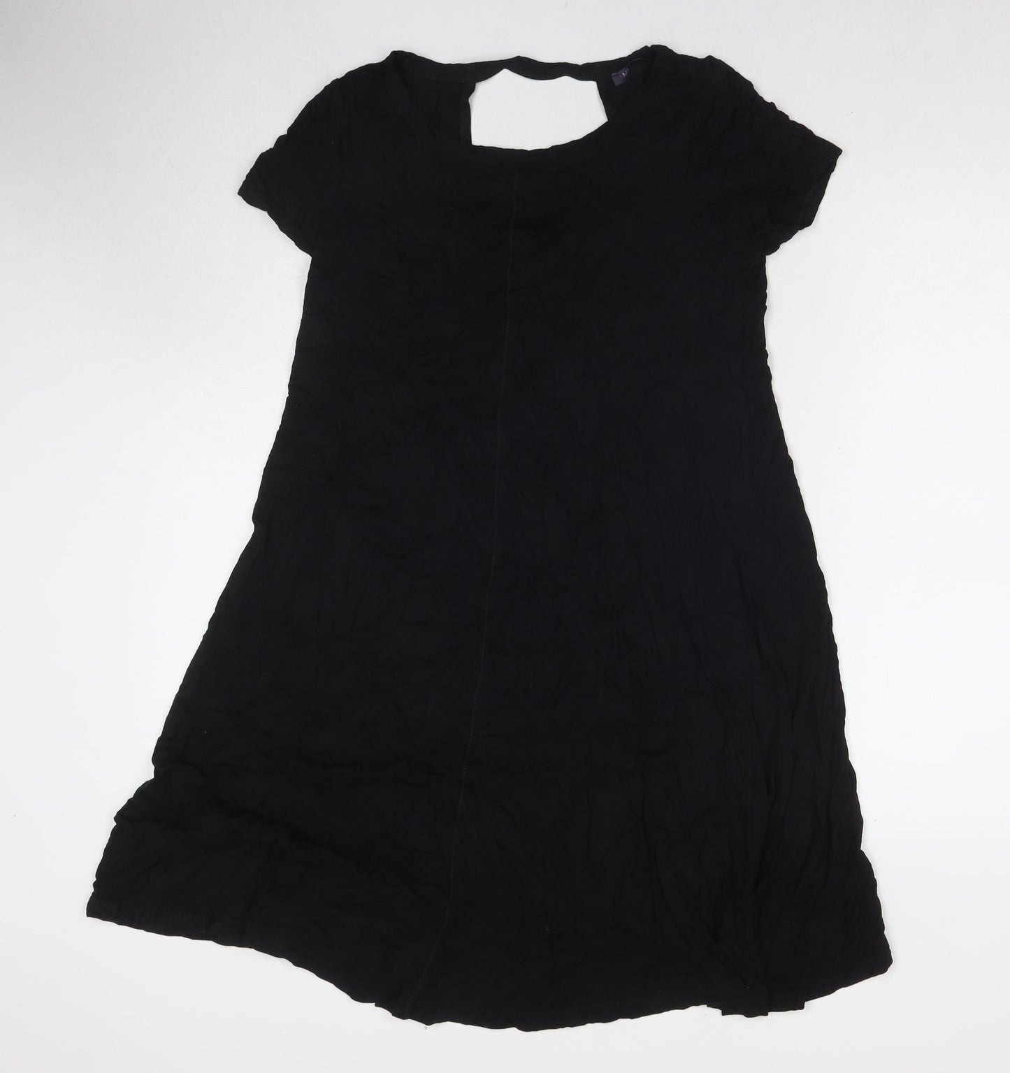 Marks and Spencer Womens Black Viscose T-Shirt Dress Size 12 Round Neck Pullover