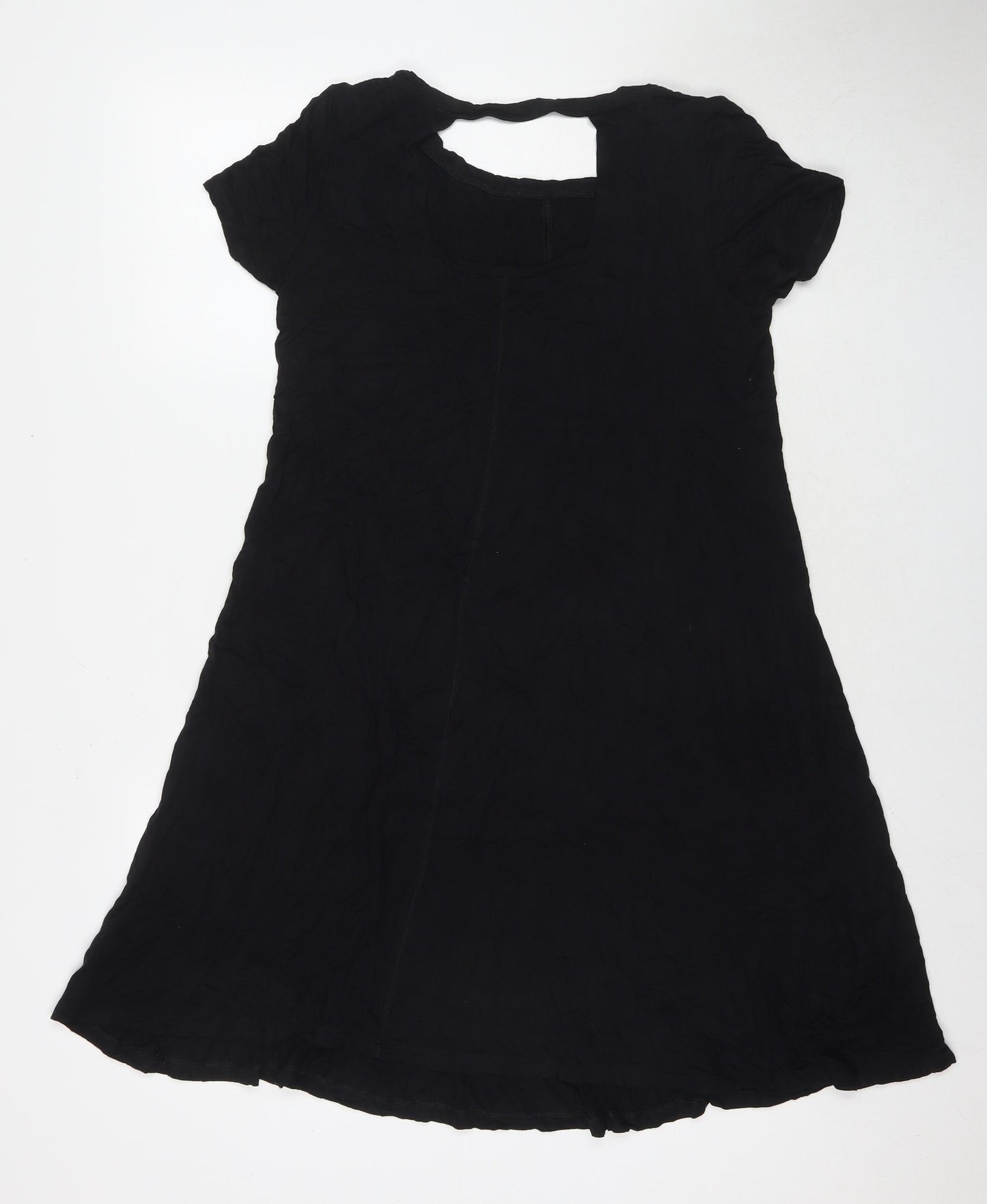 Marks and Spencer Womens Black Viscose T-Shirt Dress Size 12 Round Neck Pullover