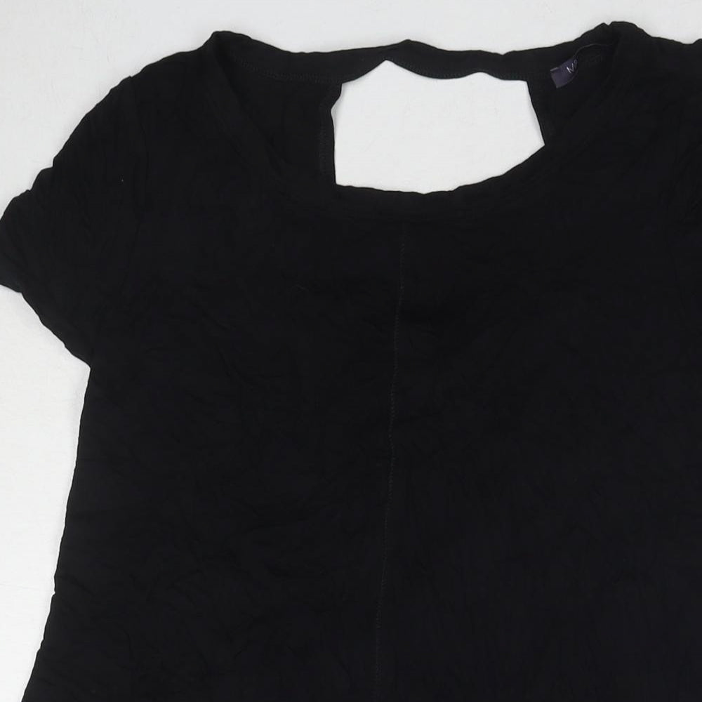 Marks and Spencer Womens Black Viscose T-Shirt Dress Size 12 Round Neck Pullover