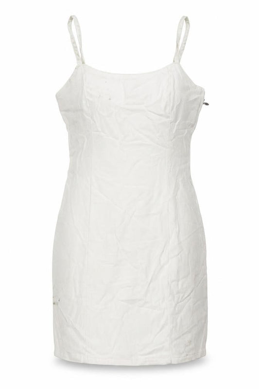 Front view of Divided by H&M women’s white cotton tank dress, size UK 8, round neck zip