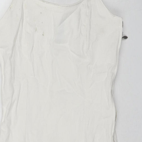 Divided by H&M Womens White Cotton Tank Dress Size 8 Round Neck Zip