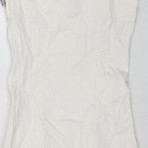 Divided by H&M Womens White Cotton Tank Dress Size 8 Round Neck Zip