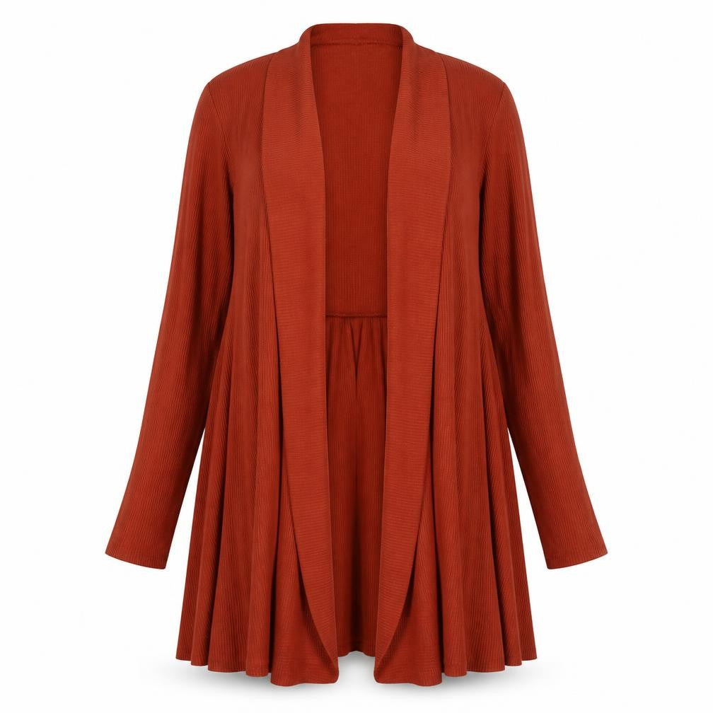 Front view of Attitudes women’s brown v-neck polyester cardigan jumper, size M