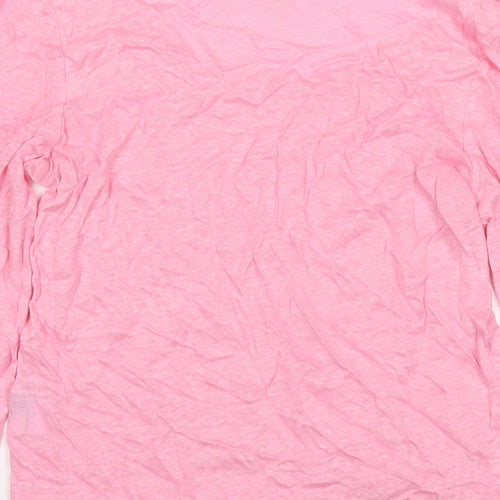 H&M Womens Pink Round Neck Linen Pullover Jumper Size S