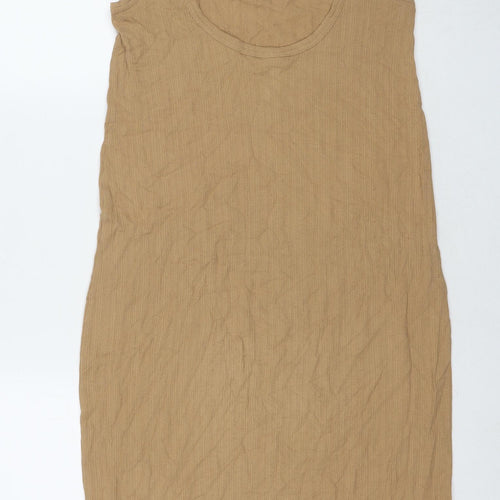 Arket Womens Brown Polyester Tank Dress Size S Round Neck Pullover