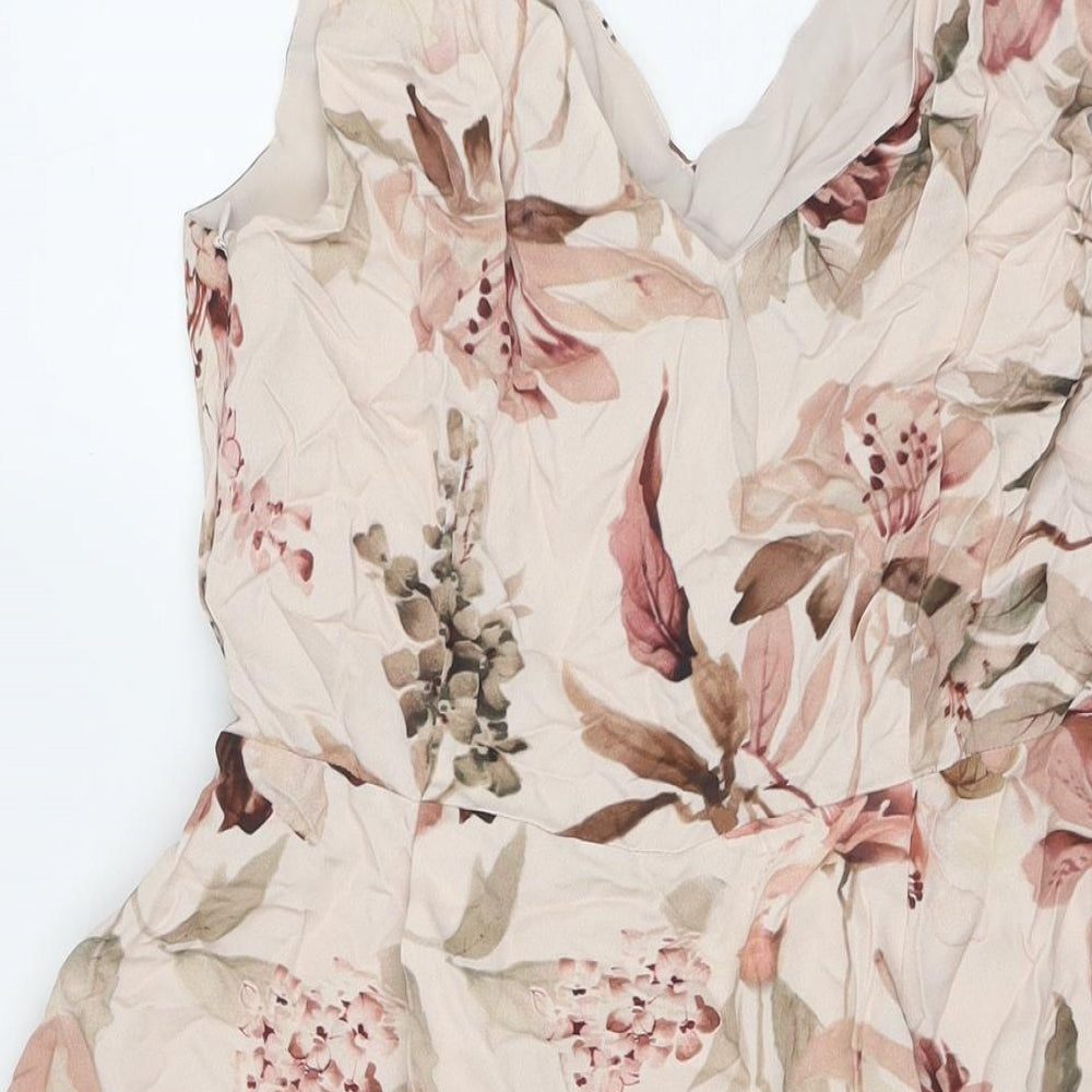 Phase Eight Womens Brown Floral Viscose A-Line Size 12 V-Neck Pullover