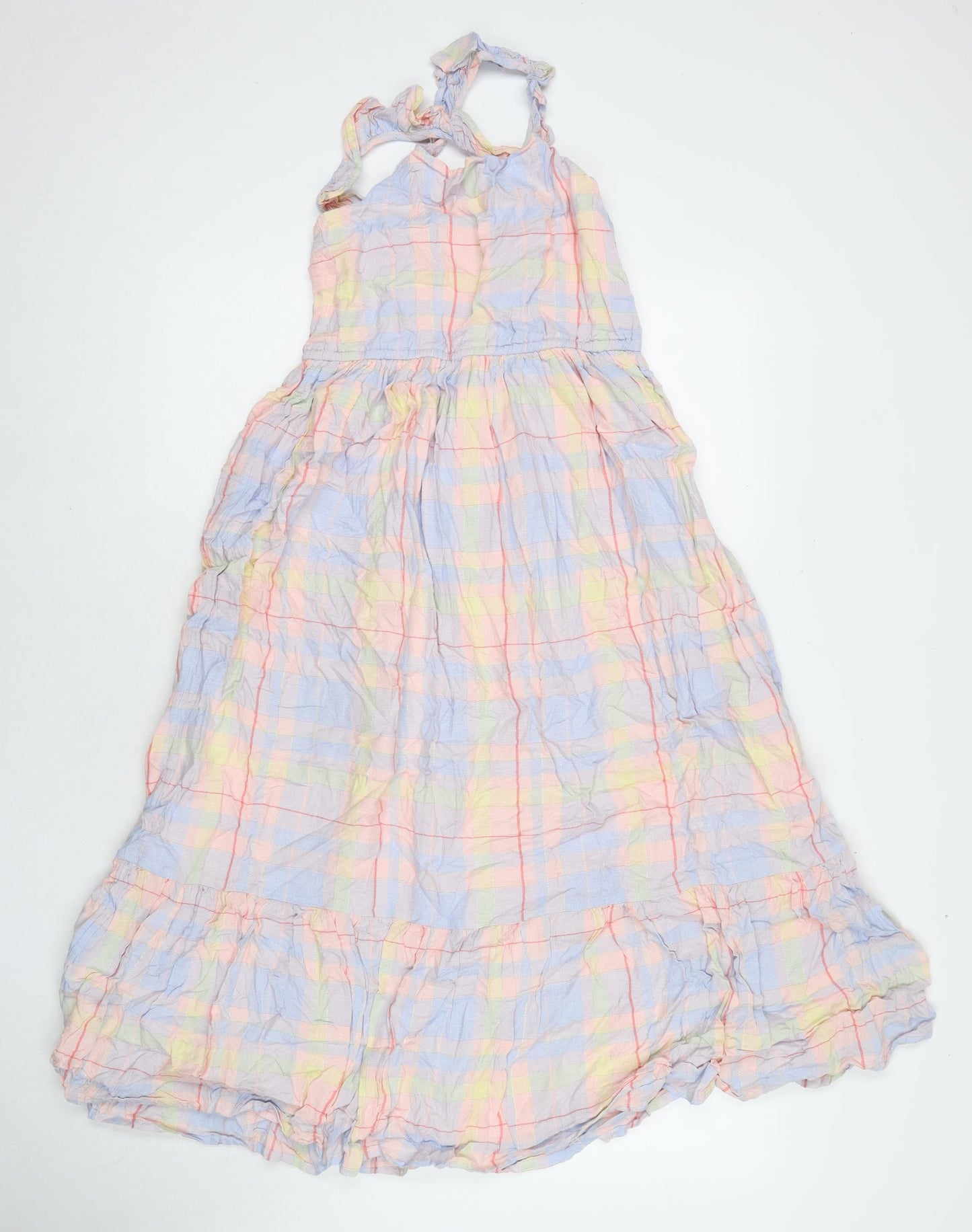 Marks and Spencer Girls Multicoloured Check Viscose Maxi Size 11-12 Years Round Neck Pullover