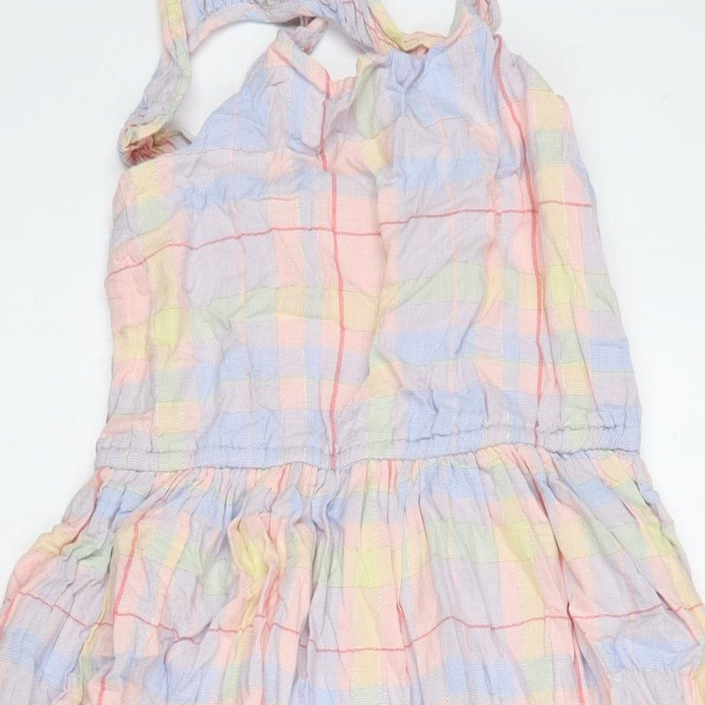 Marks and Spencer Girls Multicoloured Check Viscose Maxi Size 11-12 Years Round Neck Pullover