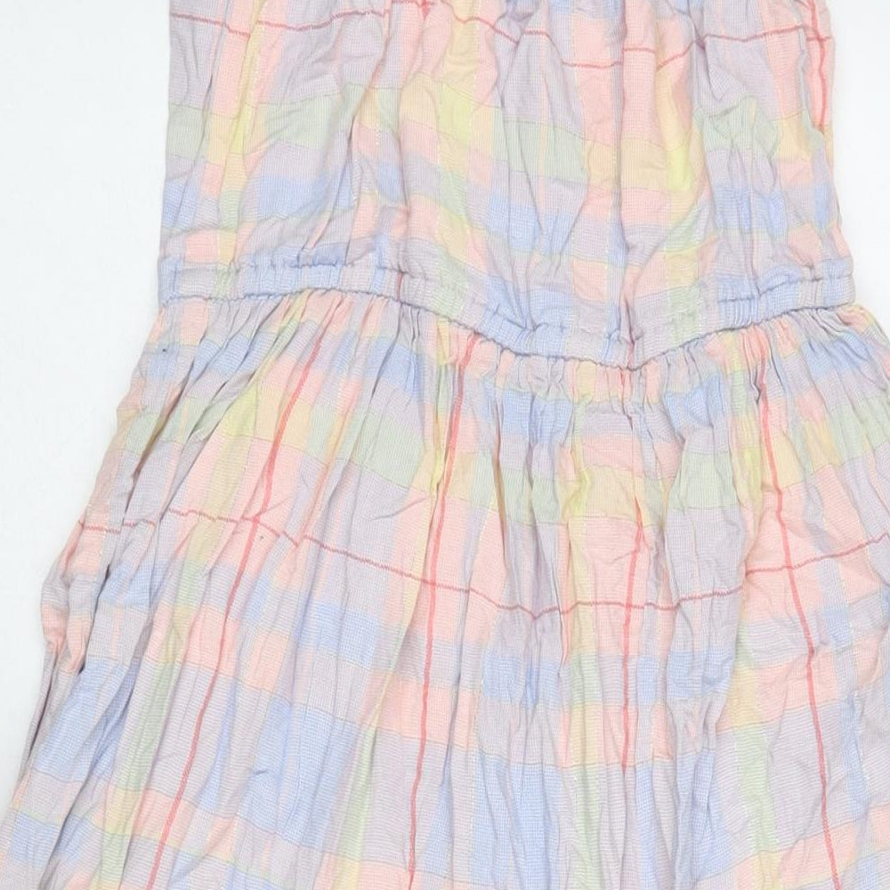 Marks and Spencer Girls Multicoloured Check Viscose Maxi Size 11-12 Years Round Neck Pullover