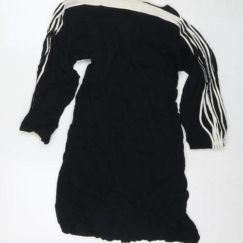 Jesire Womens Black Viscose A-Line Size 6 Boat Neck Zip