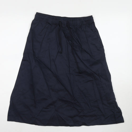 Damart Womens Blue Cotton A-Line Skirt Size 12 Drawstring