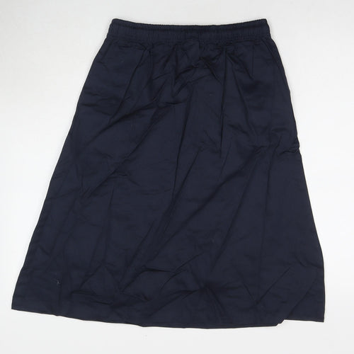 Damart Womens Blue Cotton A-Line Skirt Size 12 Drawstring