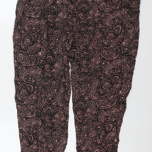 New Look Womens Black Paisley Viscose Trousers Size 14 L26 in Regular