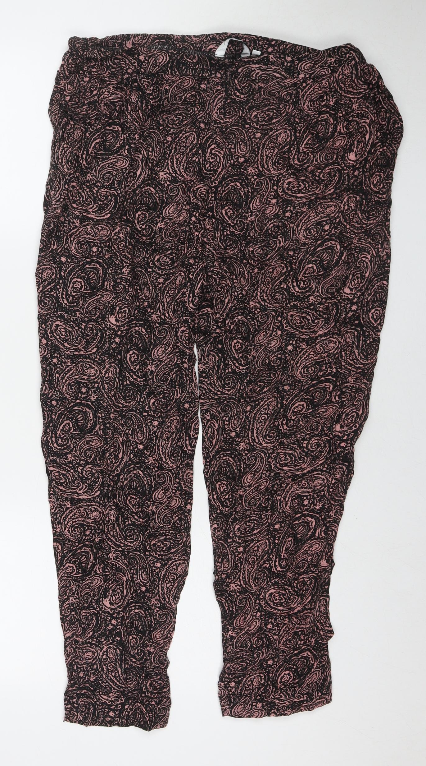 New Look Womens Black Paisley Viscose Trousers Size 14 L26 in Regular