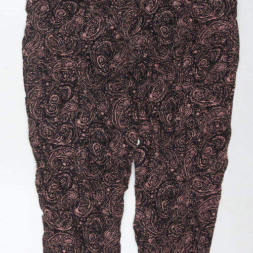 New Look Womens Black Paisley Viscose Trousers Size 14 L26 in Regular