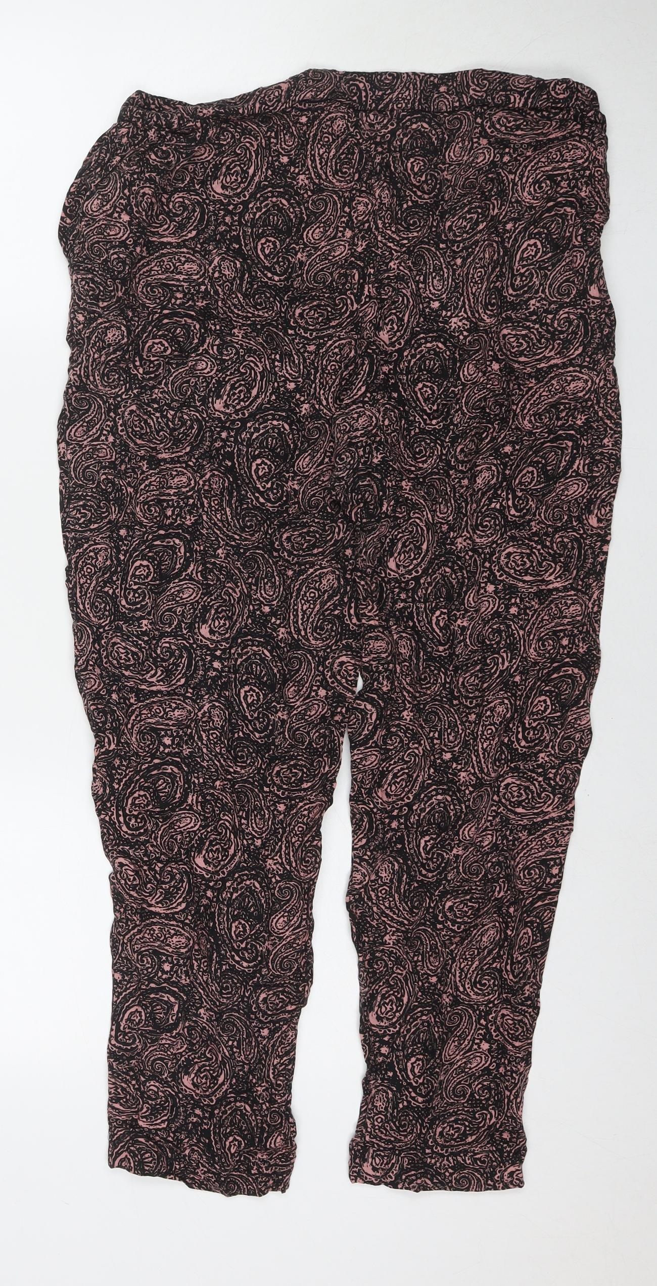 New Look Womens Black Paisley Viscose Trousers Size 14 L26 in Regular