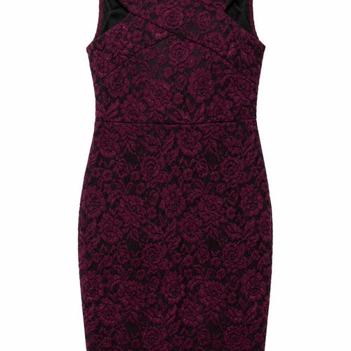 AX Paris Womens Purple Floral Polyester A-Line Size 14 Round Neck Zip