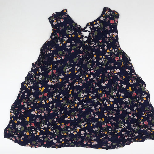 Yours Womens Blue Floral Viscose Tunic Tank Size 22 Round Neck