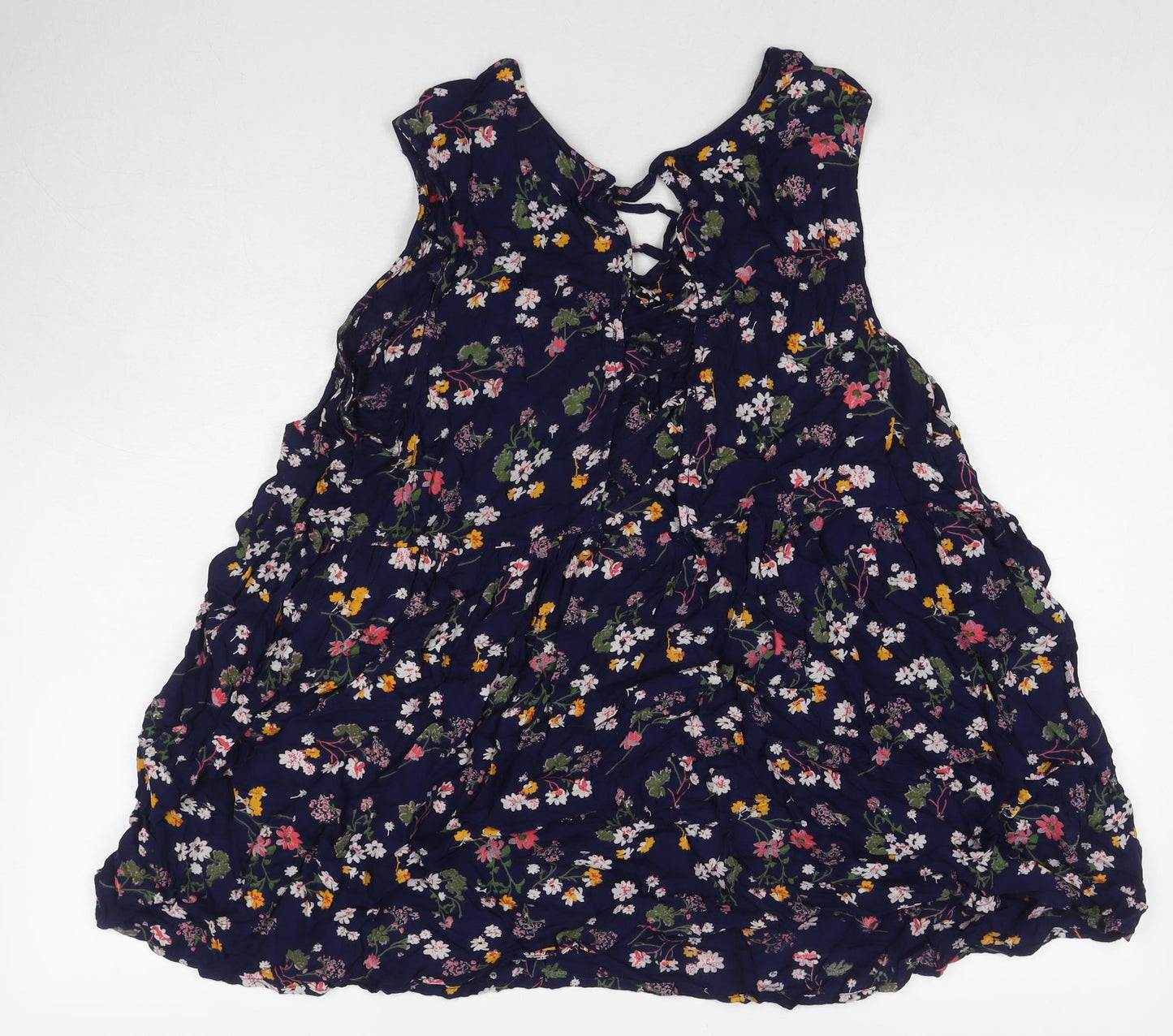 Yours Womens Blue Floral Viscose Tunic Tank Size 22 Round Neck
