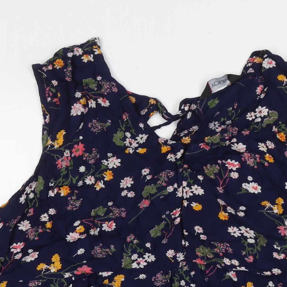 Yours Womens Blue Floral Viscose Tunic Tank Size 22 Round Neck