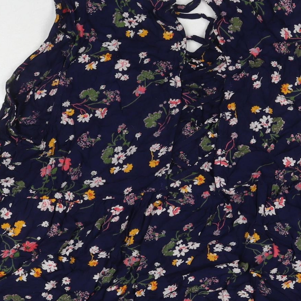 Yours Womens Blue Floral Viscose Tunic Tank Size 22 Round Neck