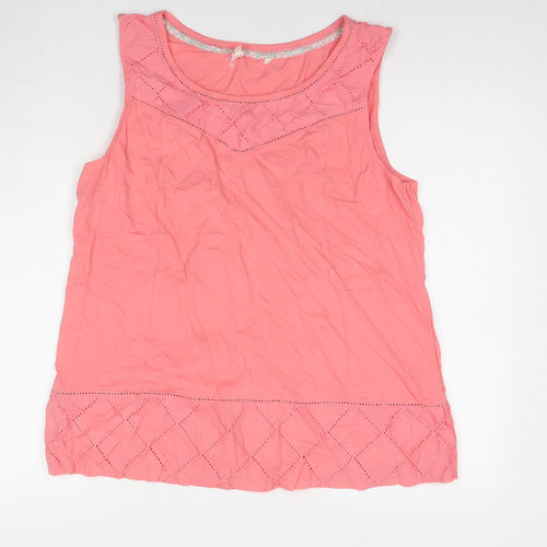 White Stuff Womens Pink Cotton Basic Tank Size 18 Round Neck