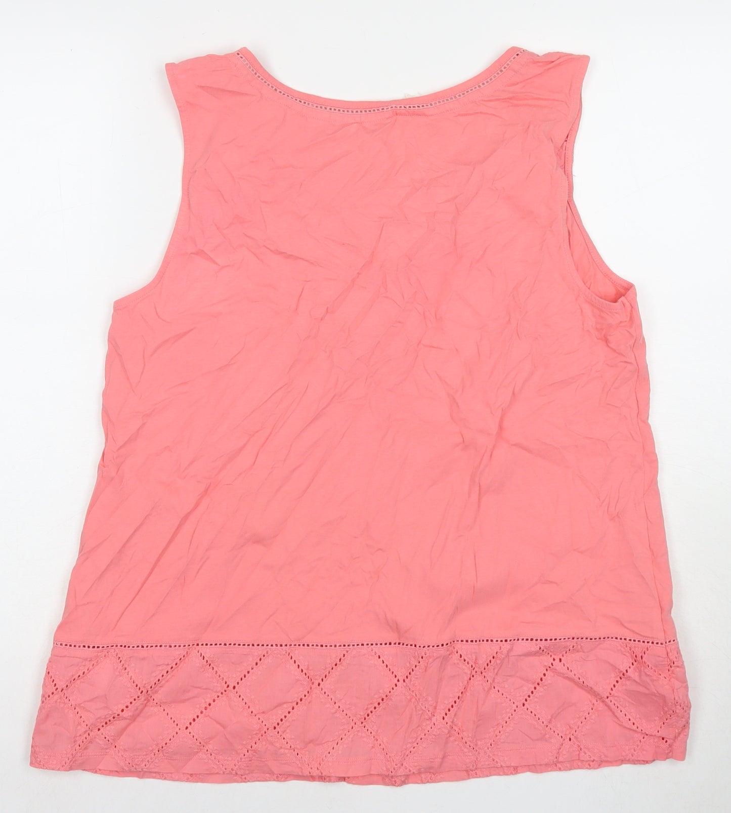 White Stuff Womens Pink Cotton Basic Tank Size 18 Round Neck
