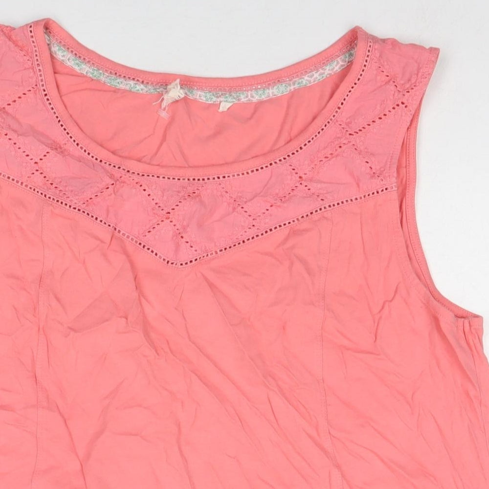 White Stuff Womens Pink Cotton Basic Tank Size 18 Round Neck