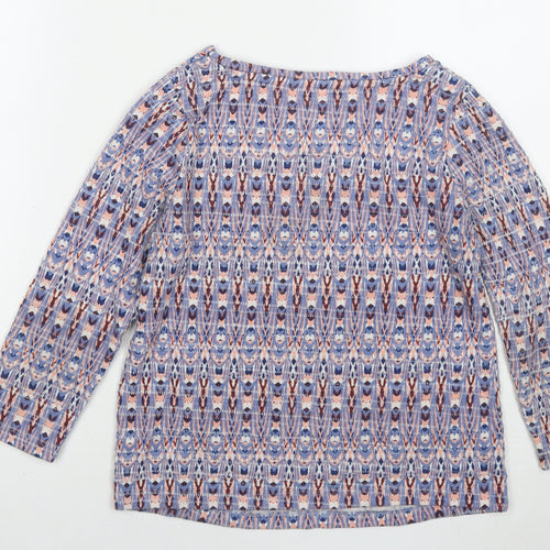 Debenhams Womens Blue Geometric Polyester Basic Blouse Size 8 Round Neck